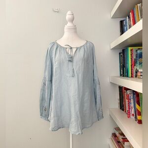 Benares By Citrus Light Blue Women's Beaded Balloon sleeves Medium